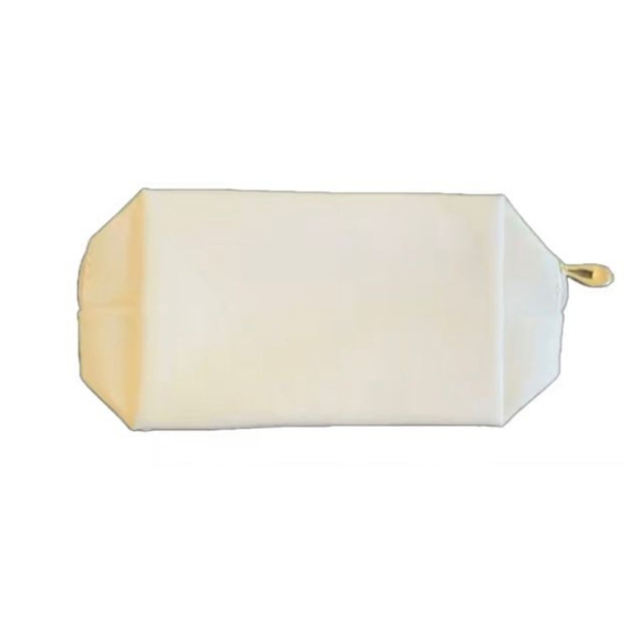 Cream "SKIN" Cosmetic Makeup Bag, Patch Chenille Letter. Multi-colored. - Picture 3 of 5